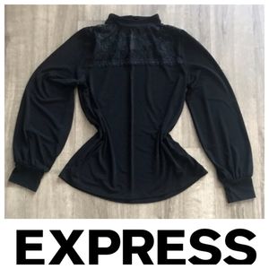 Express Puffed Long Sleeved High Neck Women's Top - Size Small (EUC)